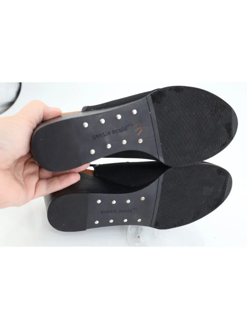 Gentle Souls Women's Gabe Sandal Size 9 Espadrille Wedge Slingback Black Fabric